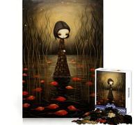 Woman Among The Fish 1000 Piece Jigsaw Puzzles for Adults Teenagers Thought Training Mindful Leisure Uniform Cut Bday Surprise (38x26cm)