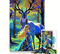 Woman And Deer Enchanted Forest 1000 Piece Jigsaws for Adults Brain Sharp Game Smooth Burr Free Surface Fascinating Hobby for Idle Moments (38x52cm)