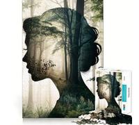 Woman And Forest 1000 Piece Jigsaw Brain Skill Game High Precision Die Cut Fascinating Hobby for Idle Moments (50x75cm)