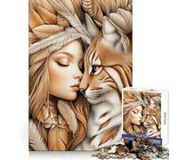Woman And Lynx for Adults 1000 Piece Jigsaw Puzzle Mental Exercise Serene Escape Snug Lock (50x75cm)