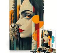 Woman And Owl in Forest Jigsaw Puzzles 1000 Mind Skill Play Premium Laser Cut Quality Quiet Time Mind Exercise at Home (38x52cm)