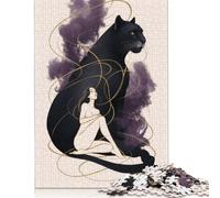 Woman And Panther Jigsaw Puzzles for Adults 500 Piece Family Gathering Puzzle DIY 500 Piece Puzzle Game 500pcs (52x38cm)
