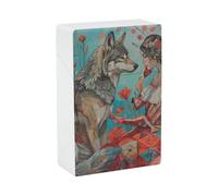 Woman and Wolf Cigarette Case Waterproof Portable Plastic Cigarette Box Case Decorative Cigarette Protective Cover Coin Case Outdoor for Men and Women Unisex