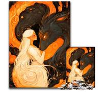Woman And Wolf in Flames Pc Adults Jigsaw Puzzle Wooden Jigsaw for Home Decor Ideal Christmas New Year Gift for Teenagers 1000 PCS(38x26cm)