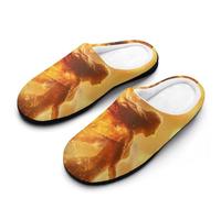 Woman Angel Fire Flame Men's Cotton Slippers | Cozy Slip on Slippers Memory Foam Warm House Shoes for Indoor Outdoor