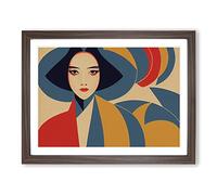 Woman Art Deco Style Framed Print | A2 Walnut Framed Wall Art | Ready to Hang | Art Deco Nature Picture | Living Room Bedroom Lounge Office