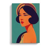 Woman Art Deco Style No.2 Canvas Print | Gallery Wrapped 30mm Frame Wall Decor | 30x20 inches | Ready to Hang | Art Deco People Picture | Living Room Bedroom Lounge Office