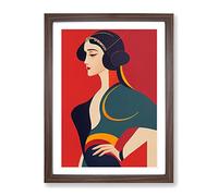 Woman Art Deco Style No.4 Framed Print | A3 Walnut Framed Wall Art | Ready to Hang | Art Deco Nature Picture | Living Room Bedroom Lounge Office