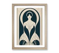 Woman Art Nouveau Framed Wall Art Print A2 Oak