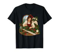 Woman Assembling a Botanical Wreath Free Table Garland T-Shirt