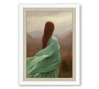 Woman at the Horizon Romantic Framed Wall Art Print A1 (84.1×59.4cm) White, Wall Decor for Living Room, Bedroom, Office & Home, Ready to Hang, Art Gift