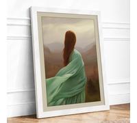 Woman at the Horizon Romantic Framed Wall Art Print A3 (42×29.7cm) White, Wall Decor for Living Room, Bedroom, Office & Home, Ready to Hang, Art Gift