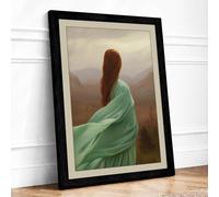 Woman at the Horizon Romantic Framed Wall Art Print A4 Black