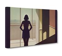 Woman At The Window Canvas Print | Gallery Wrapped 30mm Frame Wall Art | 30x20 inches | Ready to Hang | Contemporary People Picture | Living Room Bedroom Lounge Office