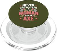 Woman Axe Throwing Girl Lumberjack PopSockets PopGrip for MagSafe