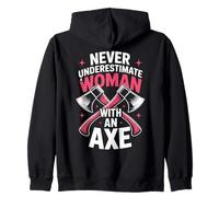 Woman Axe Throwing Girl Lumberjack Zip Hoodie