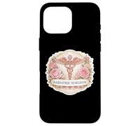 Woman Bariatric Surgeon Caduceus Metabolic Floral Flowers MD Case for iPhone 16 Pro Max