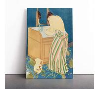 Woman Bathing By Mary Cassatt | Canvas Wall Art Print | Framed & Ready to Hang Picture | Modern Home Decor for Living Room, Bedroom, Kitchen or Office | 24x16 Inches
