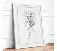 Woman Becoming Branch Minimalist Framed Wall Art Print A4 White