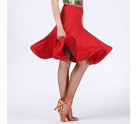 Woman Big Swing Dance Short Skirt Practice Clothing Cha Cha Rumba Samba Latin Dance Dress Stage Performance Costume Competition Dance Skirt,Red,S