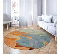 Woman Blue Dress by Amedeo Modigliani Non-slip Foldable Circle Rugs Low Pile Retro Aesthetic Round Carpet for Living Room Home Bedroom 152cm(Round)