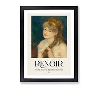 Woman Braiding Her Hair By Pierre Auguste Renoir Exhibition Museum Painting Framed Wall Art Print, Ready to Hang Picture for Living Room Bedroom Home Office Décor, Black A4 (34 x 25 cm)