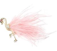 Woman Brooch Pins, Flamingo Feather Tail Design Inlaid Classic Rhinestones for Special Banquet Chamber of Commerce Party Fashion Broochs Luxurious Look, 7 x 8 cm, Metal, zircon gemstone