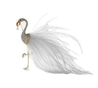 Woman Brooch Pins, Flamingo Feather Tail Design Inlaid Classic Rhinestones for Special Banquet Chamber of Commerce Party Fashion Broochs Luxurious Look, 7 x 8 cm, Metal, zircon gemstone