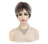 Woman Brown Oblique Bangs Short Section Chemical Fiber Wig Head Covering Fashion Wig