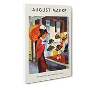 Woman by The Hat Shop August Macke Canvas Print | Gallery Wrapped 30mm Frame Wall Art | 30x20 inches | Ready to Hang | Contemporary People Picture | Living Room Bedroom Lounge Office