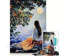 Woman by The Lake 1000 Jigsaw Puzzle Cognitive Fun Play Clean Cut Sturdy Components Quiet Time Mind Exercise at Home (38x52cm)