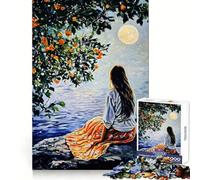 Woman by The Lake 1000 Piece Jigsaw Puzzle for Teenagers Smart Training Cozy Pastime Flawless Cut Bday Surprise (50x75cm)