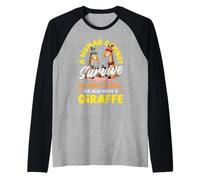 Woman Cannot Survive On Wine Alone Needs A Giraffe Raglan Baseball Tee