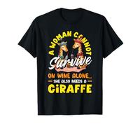 Woman Cannot Survive On Wine Alone Needs A Giraffe T-Shirt