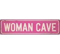 Woman Cave Funny Rustic Pink Wall Metal Tin Signs Decor 4x16 in