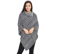 Zaif & Hari Woman Coller 3 Buttons Cape Shawl Wrap Long Knitted Sweater Jumper Ladies Poncho One Size 8-26 (One Size UK(8-26), Black Maral Print)