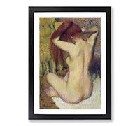 Woman Combing Her Hair by Edgar Degas Framed Print | A2 Black Framed Wall Art | Ready to Hang | Modern Nature Picture | Living Room Bedroom Lounge Office