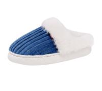 Woman Corduroy Slipper Size 5 Winter Plush Fuzzy Warm Cozy Memory Foam, Thick-Soled House Cloud Slides with Anti-Slip Sole, Slip-on House Shoes Indoor and Outdoor Blue