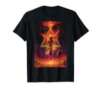 Woman Cosmic Flames Triangle Power Transformation T-Shirt