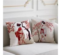 Woman Cushion Covers 65cmx65cm 2 Pack Velvet Cushions Waterproof Sofa Cushions Japanese Style Pillow Case with Invisible Zipper Throw Pillow Covers for Room Home Chair Patio Winter Fall Decor w-860