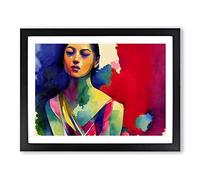 Woman Dancer Painted Vol.1 Abstract H1022 Framed Print for Living Room Bedroom Home Office Décor, Wall Art Picture Ready to Hang, Black A2 Frame (64 x 46 cm)