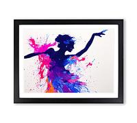 Woman Dancer Painted Vol.3 Abstract H1022 Framed Print for Living Room Bedroom Home Office Décor, Wall Art Picture Ready to Hang, Black A2 Frame (64 x 46 cm)