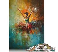 Woman Dancing in Abstract Art Puzzle Premium 100% Recycled Board Paper Rectangular Jigsaw Puzzle for Adults Teen Unique Gift 500pcs (52x38cm)