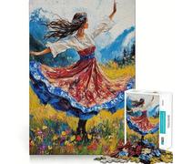 Woman Dancing in Field 1000 Piece Jigsaws for Adults Brain Training Fun Clean Cut Sturdy Components Calming Mental Break Activity (50x75cm)