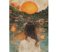 Woman Diamond Art Kits Adults, 5D Diamond Painting River, DIY Full Drill Cross Stitch Embroidery Crystal Art Kits, Crafts for Adults, Paintings for Home Wall Decor, Gifts for Women 32x44in 3-6222