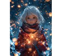 Woman Diamond Art Kits Adults, Snow Diamond Painting, Crystal Art Kits for Adults, DIY Round Full Drill Embroidery Cross Stitch Canvas Painting Crafts Pictures, for Home Wall Decor, 100x135cm 8-2091