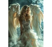 Woman Diamond Art Kits Adults, Wing Diamond Painting, Crystal Art Kits for Adults, DIY Round Full Drill Embroidery Cross Stitch Canvas Painting Crafts Pictures, for Home Wall Decor, 90x120cm 8-7358