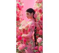 Woman Diamond Painting Kit with Complete Set of Diamond Art Accessories, 5D DIY Full Drill Embroidery Kit, Flower Diamante Gems Canvas Wall Art Crafts for Adults, Room Decor Gifts 12 x 24in DZSH4863