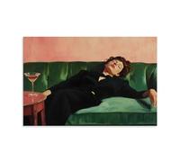 Woman Drinking Glass of Martini- Woman Sitting on The Sofa Print - Bar Cart Art - Trendy Kitchen Or Bar Decor Poster Decorative Painting Canvas Wall Posters And Art Picture Print Modern Family Bedroom
