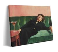 Woman Drinking Glass of Martini- Woman Sitting on The Sofa Print - Bar Cart Art - Trendy Kitchen Or Bar Decor Poster Decorative Painting Canvas Wall Posters And Art Picture Print Modern Family Bedroom